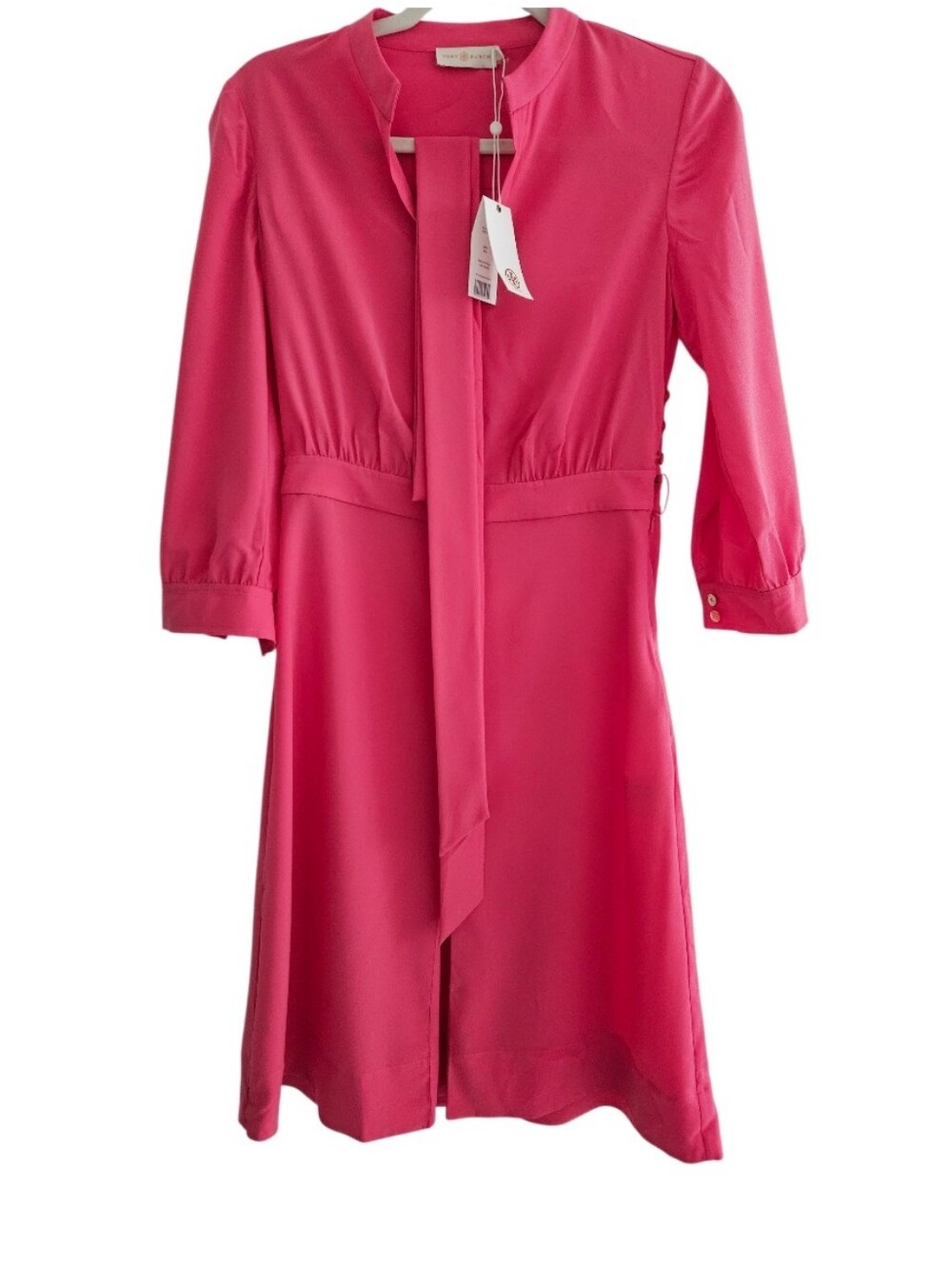 NWT Tory Burch JUDI Fuchsia Belted Front Slit Midi Dress - Picture 6 of 10